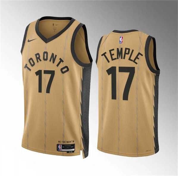 Mens Toronto Raptors #17 Garrett Temple Gold 2023-24 City Edition Stitched Basketball Jersey Dzhi->->NBA Jersey